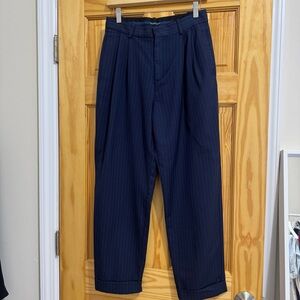 Polo by Ralph Lauren Navy Pinstripe Pleated Women's Trousers